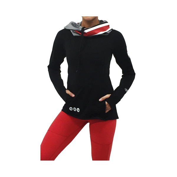 The Ohio State University Luxe Funnel Neck Long Sleeve Top/Black