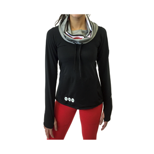 The Ohio State University Luxe Funnel Neck Long Sleeve Top/Black