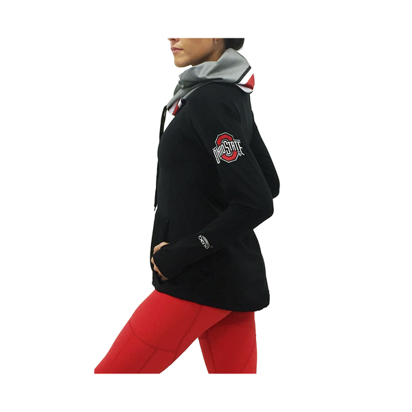 The Ohio State University Luxe Funnel Neck Long Sleeve Top/Black